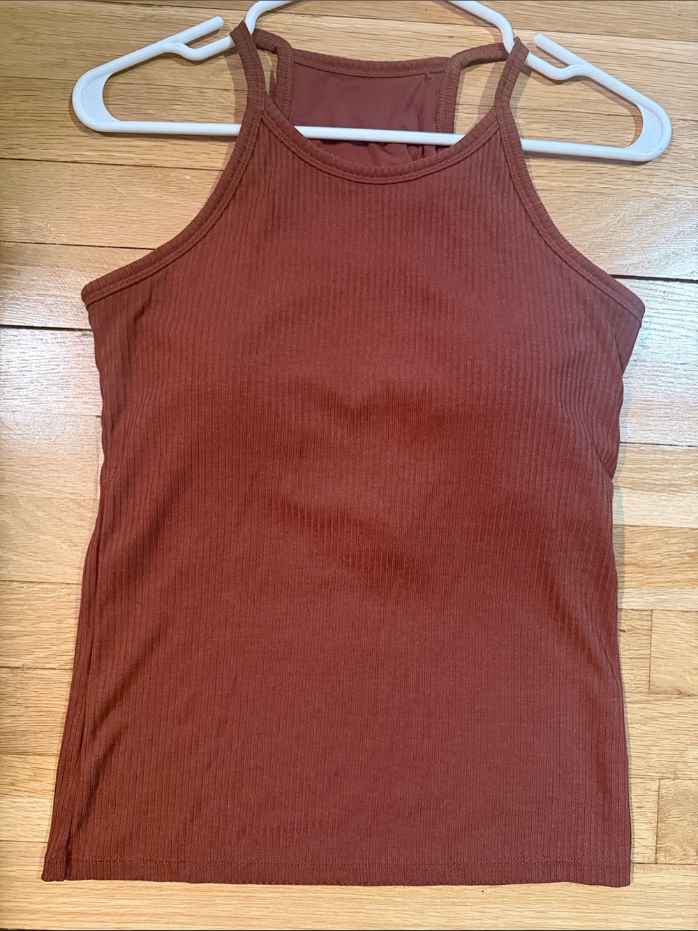 Klassy Network Ribbed High Neck Tank - Rust Brown
